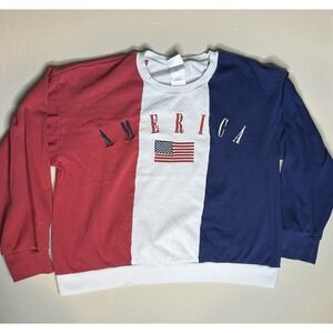 Isaac Morris LTD Women's Americana Red White & Blue Graphic Sweatshirt Size XXL